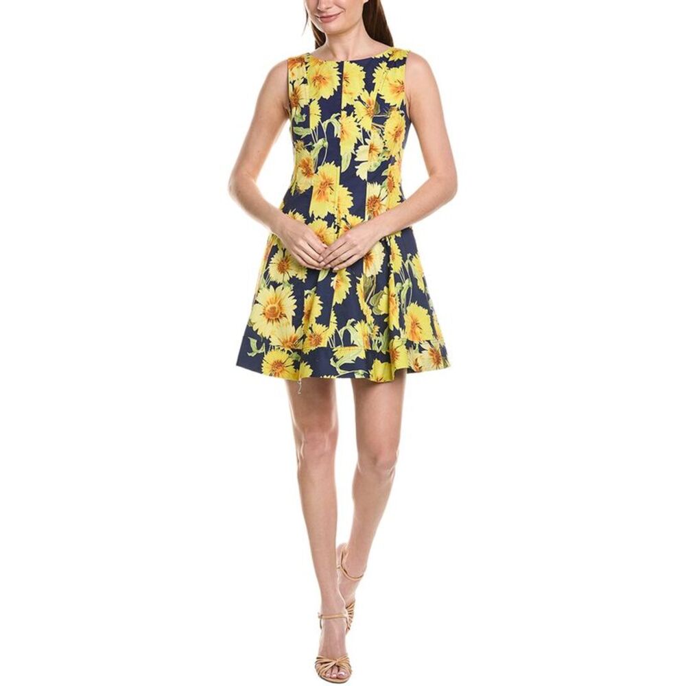 Milly Womens  Poppy Sunflower Poplin Mini Dress, Navy
